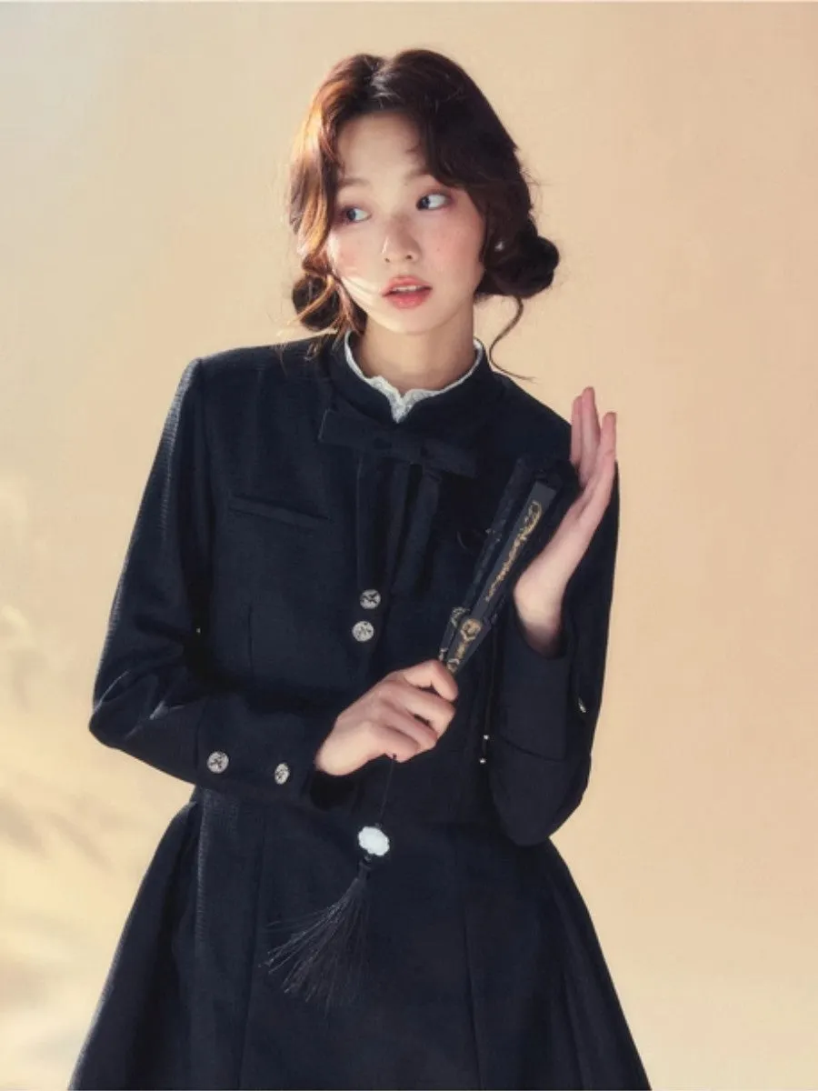 Set-Up Classy Chic Stand-Collar Jacket&One-Piece