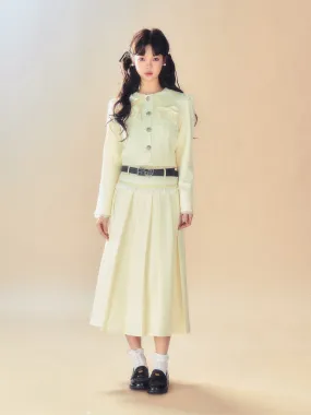 Set-Up Ribbon Feminine Lace Chic Jacket&Long-Skirt