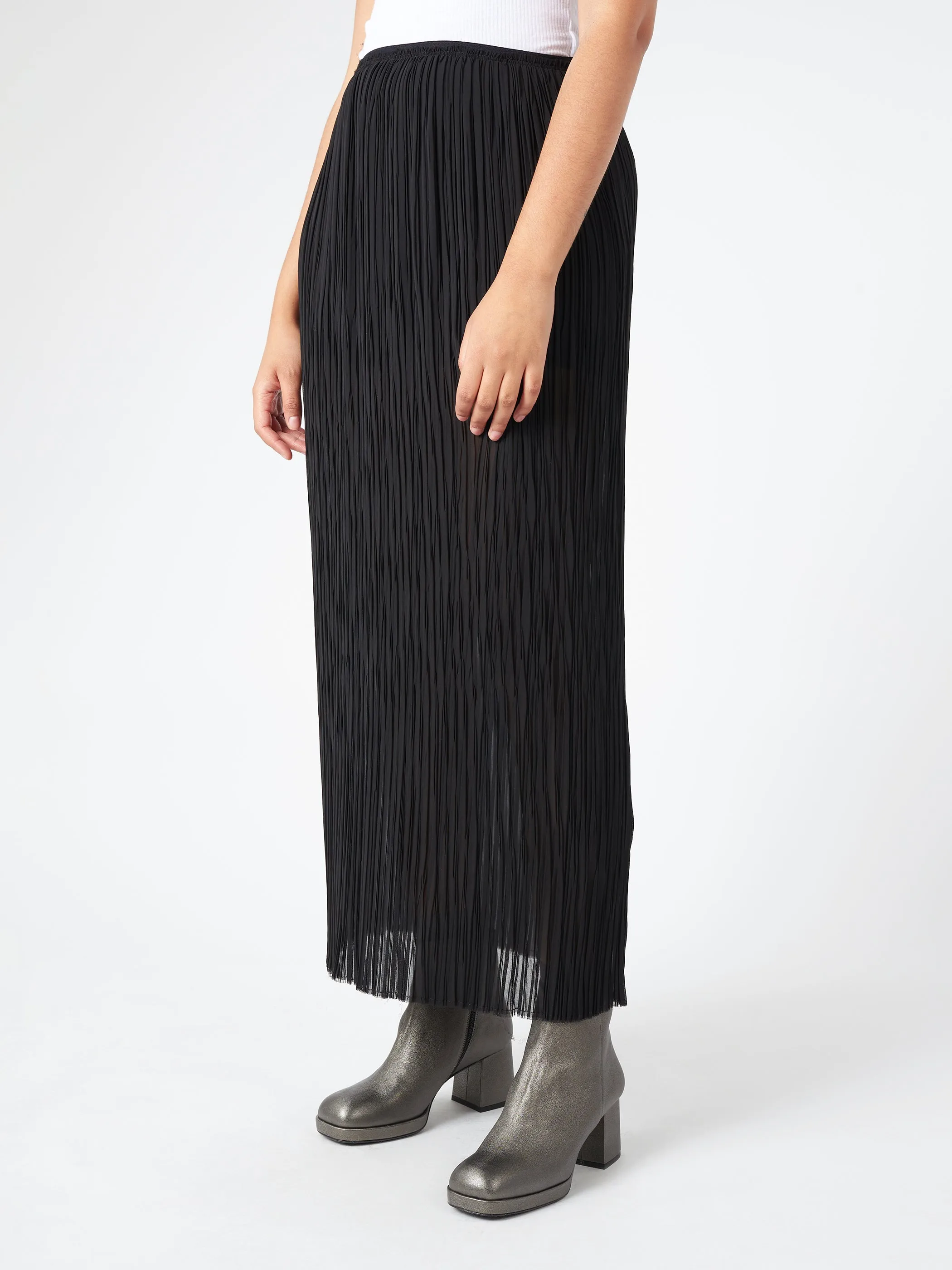Sheer Plissé Long Skirt