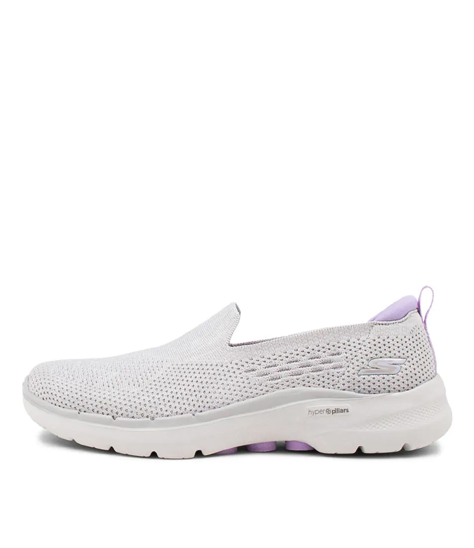 SKECHERS Go Walk 6 Grey Lavender Fabric Sneakers