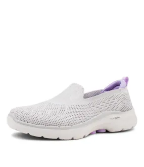 SKECHERS Go Walk 6 Grey Lavender Fabric Sneakers