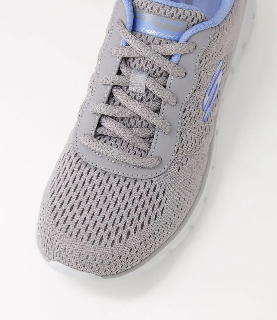 SKECHERS Track New Staple Grey Blue Fabric Sneakers