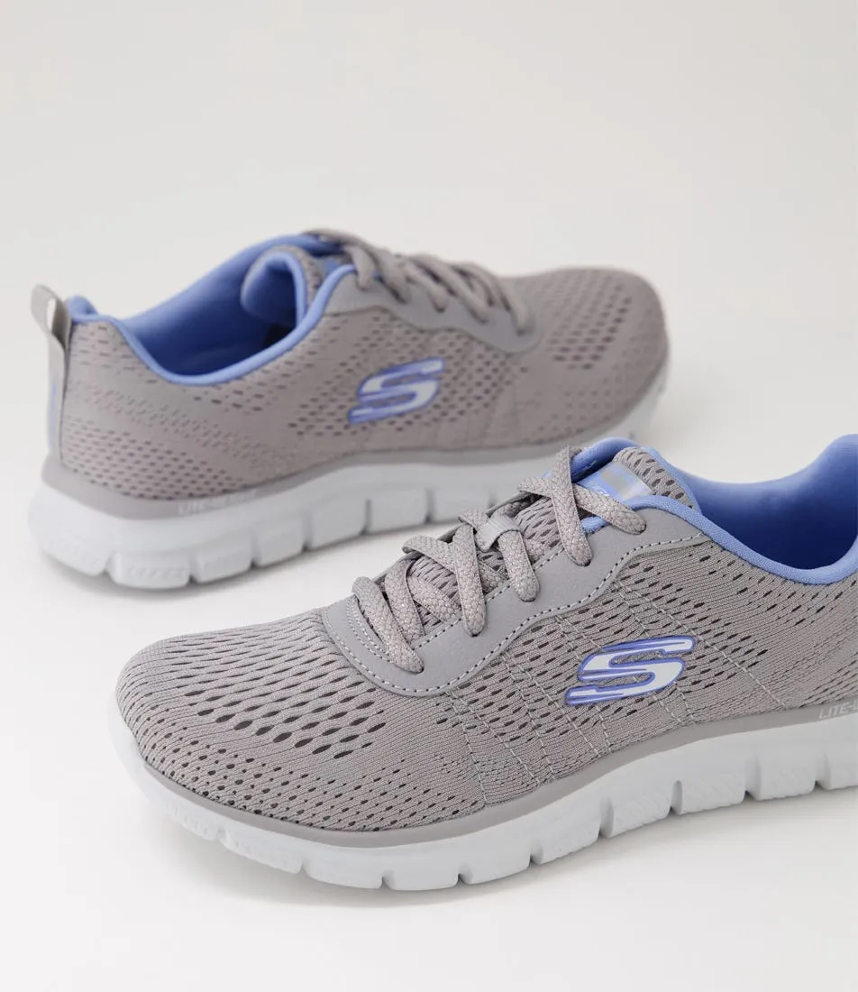 SKECHERS Track New Staple Grey Blue Fabric Sneakers