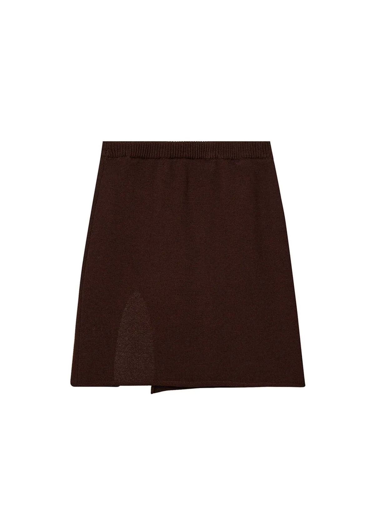 Slit Knitted Skirt - Brown