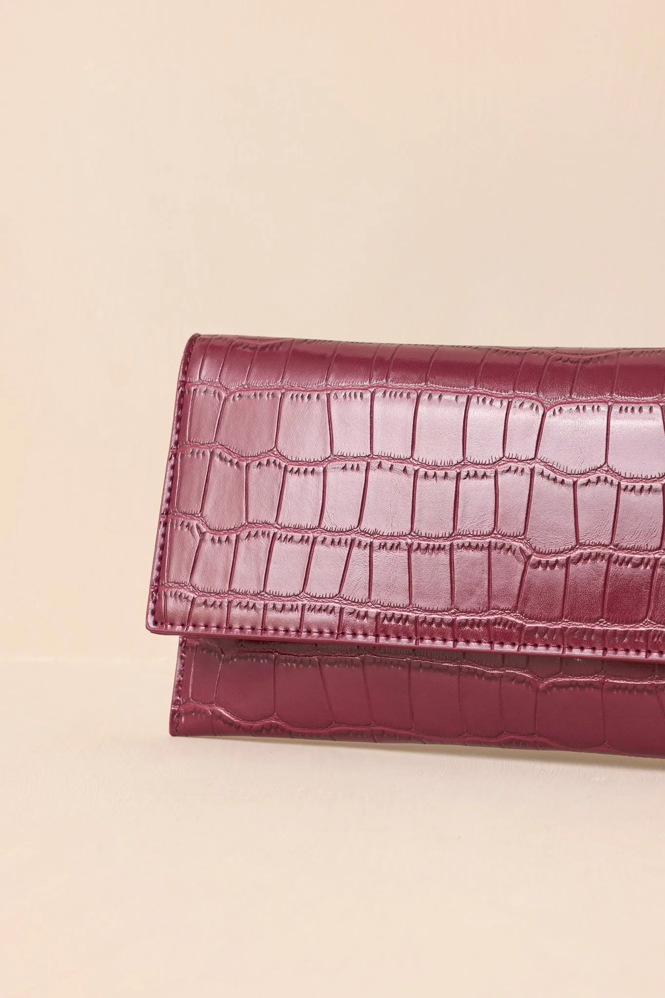 Spirit of Euphoria Wine Faux Croc Clutch