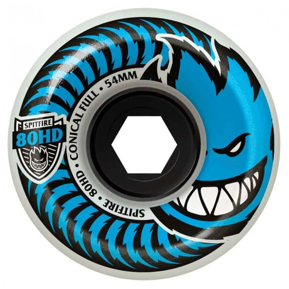 Spitfire Soft Skateboard Wheels Conical Full 80 HD Clear Blue 58 MM