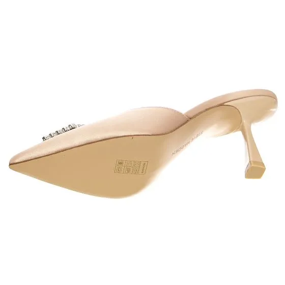 Steve Madden Womens Luxe City Nude Satin Sandals