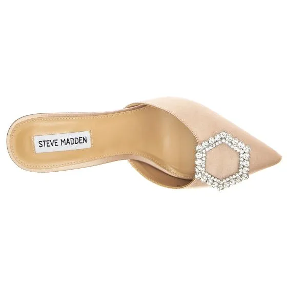 Steve Madden Womens Luxe City Nude Satin Sandals