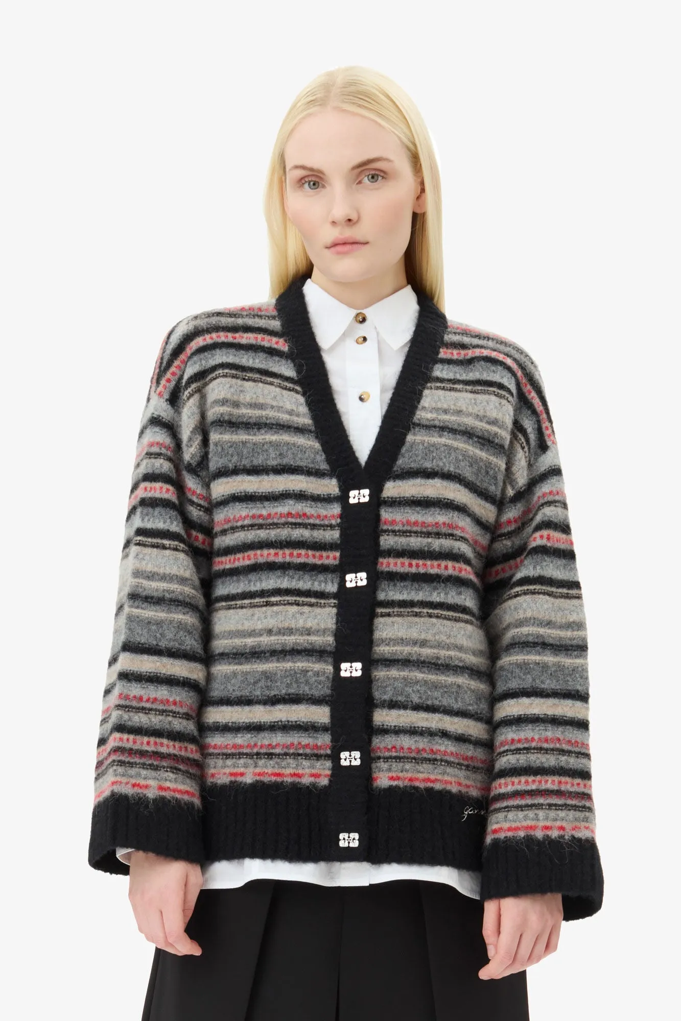 Stripe Boxy Cardigan - Phantom