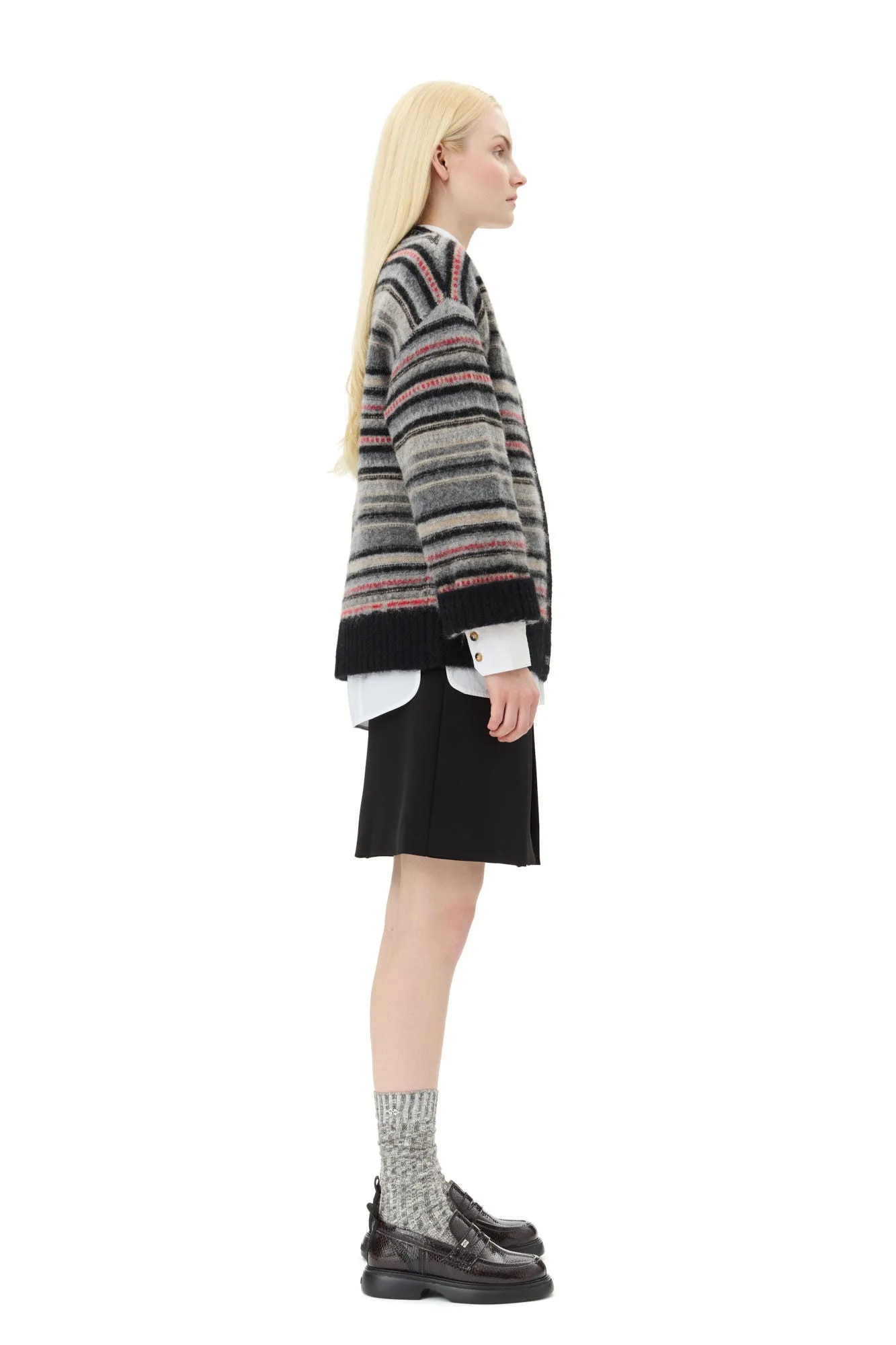 Stripe Boxy Cardigan - Phantom