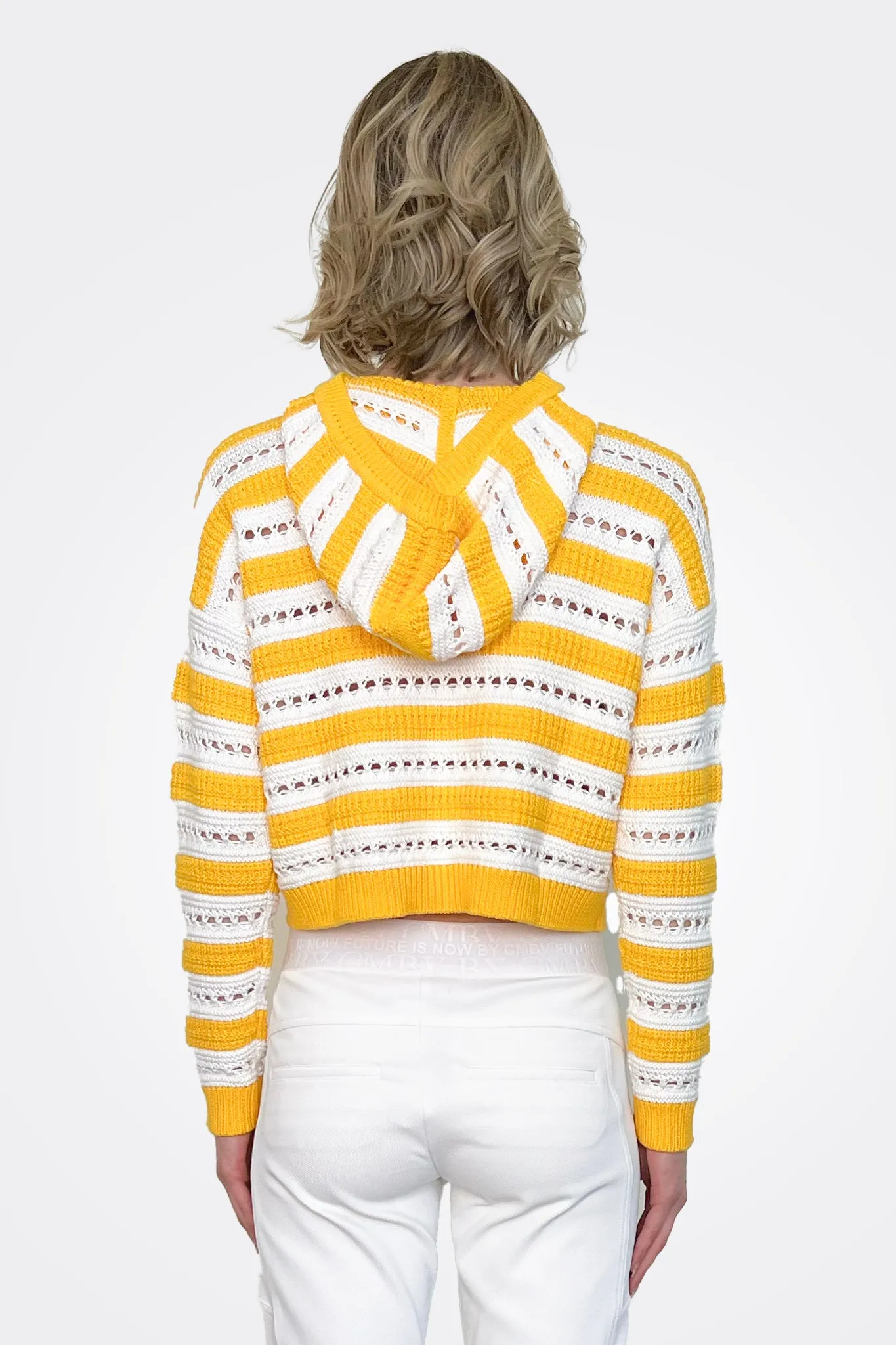 Stripe Pointelle Hoodie - Sunbeam