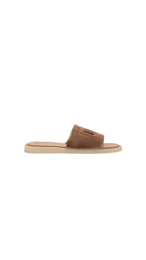 Suede Sliders - Brown