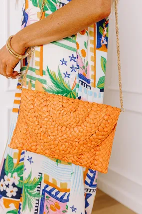 Sunny Refresh Woven Clutch in Orange