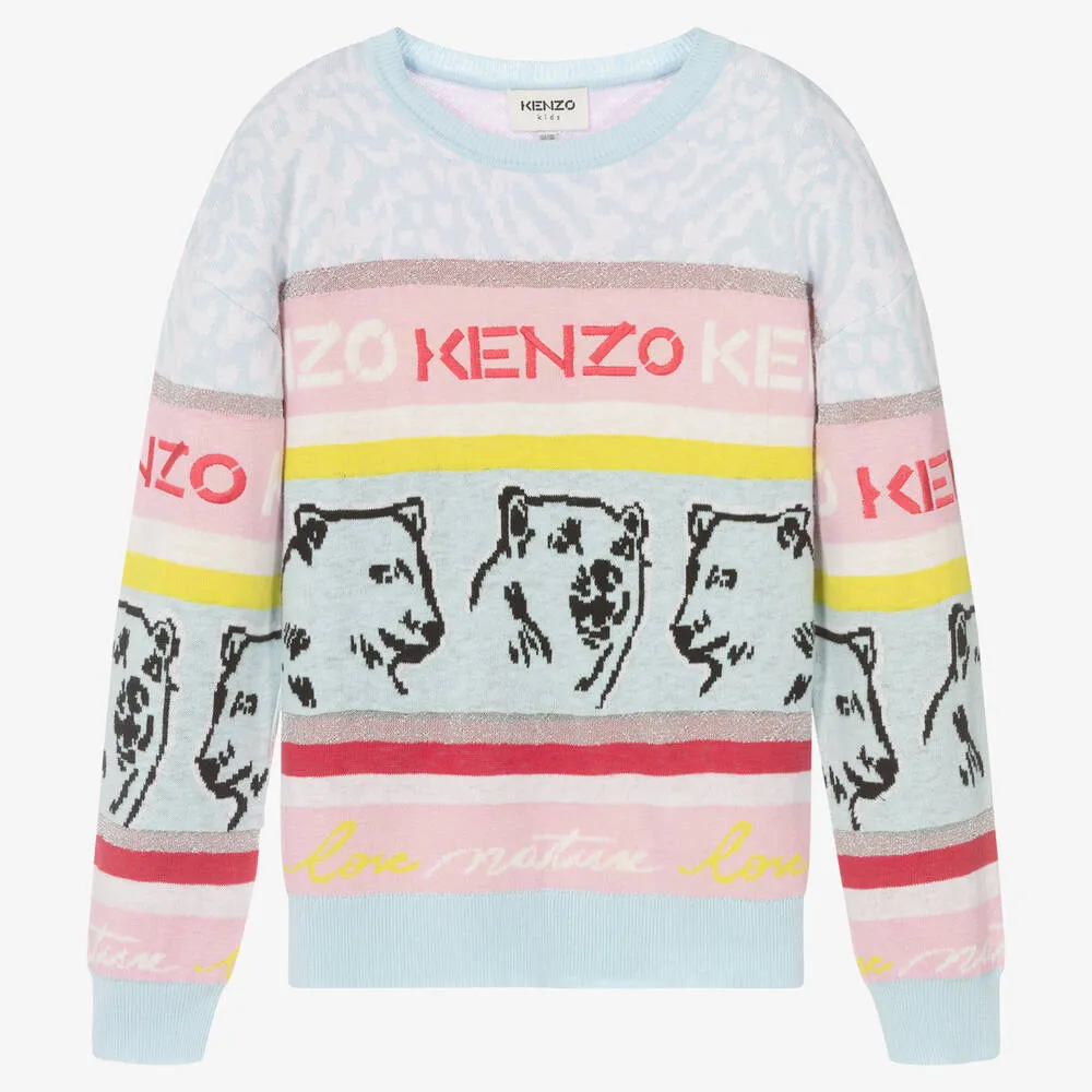 Teen Girls Blue Bear Jumper