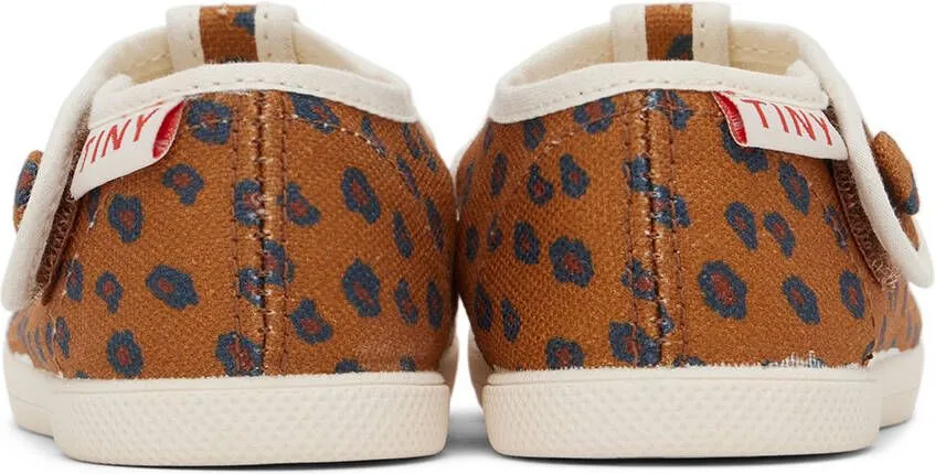 TINYCOTTONS Baby Tan Animal Print Mary Jane Sneakers