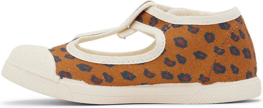 TINYCOTTONS Baby Tan Animal Print Mary Jane Sneakers