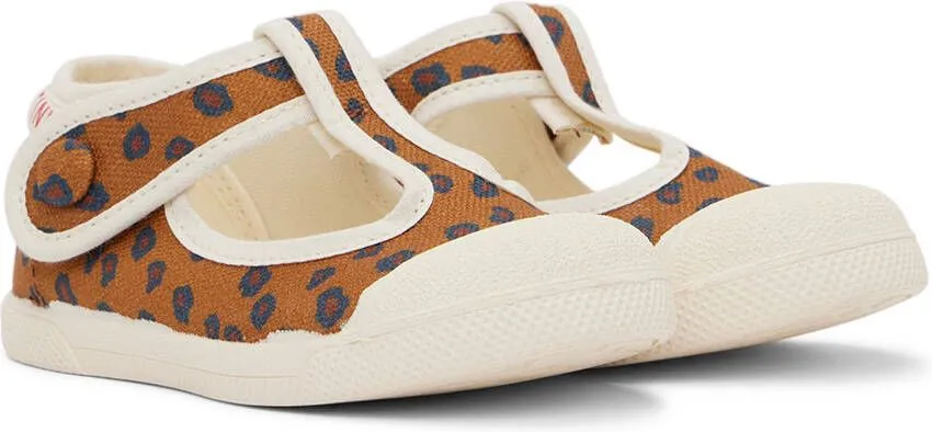 TINYCOTTONS Baby Tan Animal Print Mary Jane Sneakers