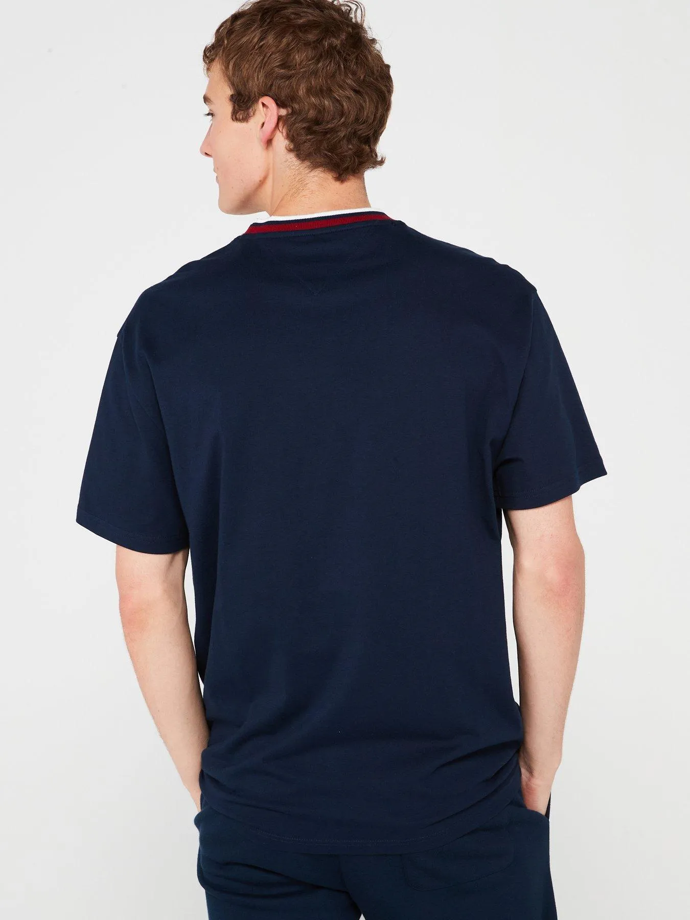 Tommy Jeans Regular Fit Linear Logo Ringer T-shirt - Navy