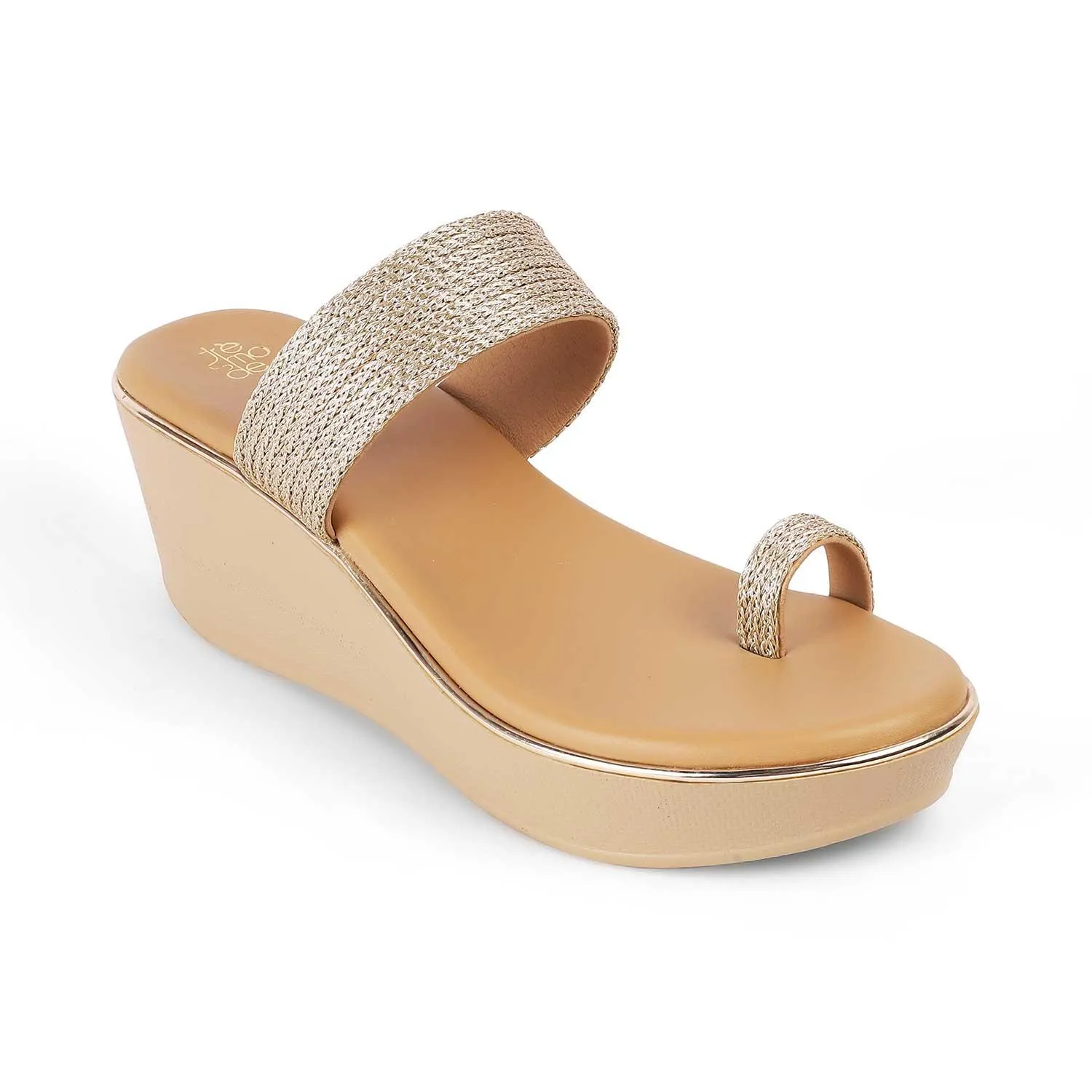 Tresmode Adriana Gold Women's Dress Wedge Sandals