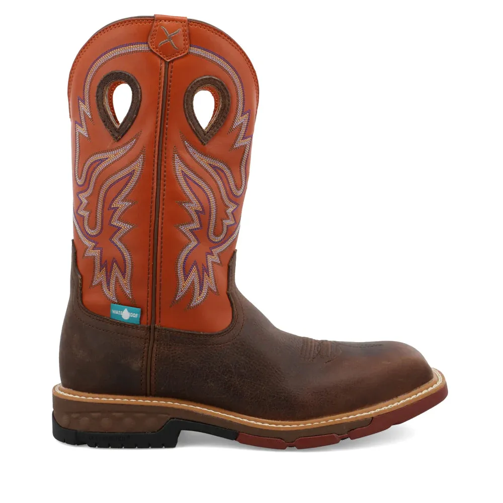 Twisted X Men's 12 Western Nano Toe Work Boot in Brown & Orange