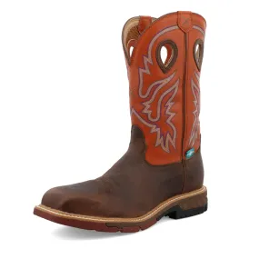 Twisted X Men's 12 Western Nano Toe Work Boot in Brown & Orange