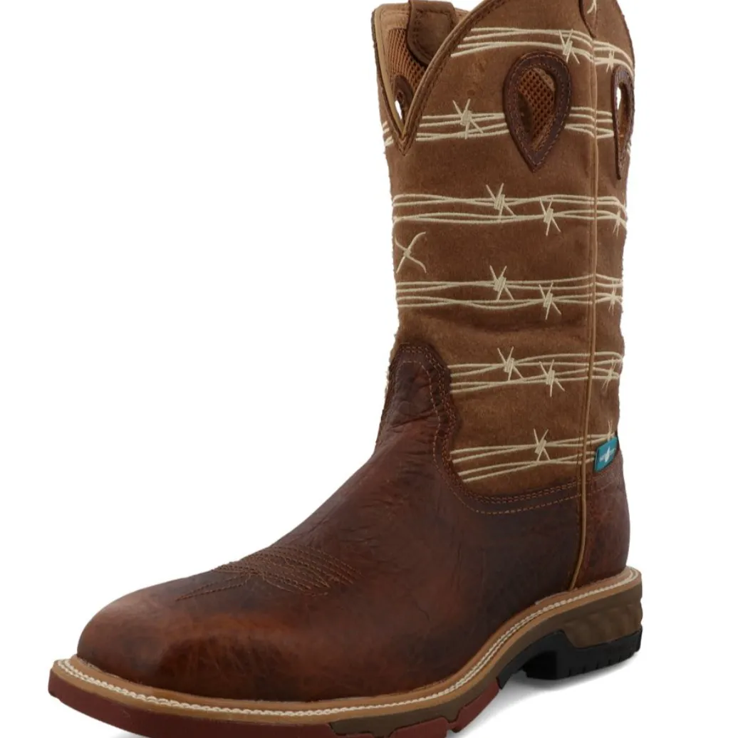 Twisted X Men's 12 Western Work Boot-Rustic Brown/Tan