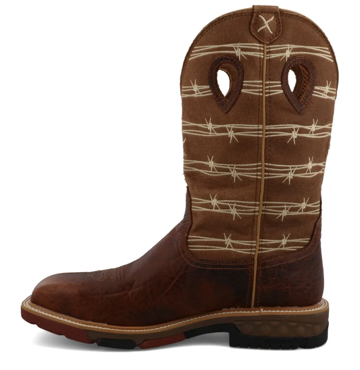 Twisted X Men's 12 Western Work Boot-Rustic Brown/Tan