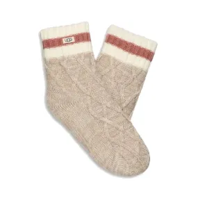 UGG DEEDEE FLEECE LINED QUARTER SLIPPER SOCKS PUTTY - WOMENS