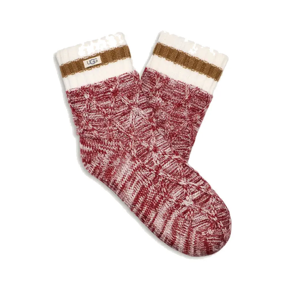 UGG DEEDEE FLEECE LINED QUARTER SLIPPER SOCKS RUBIOUS - WOMENS