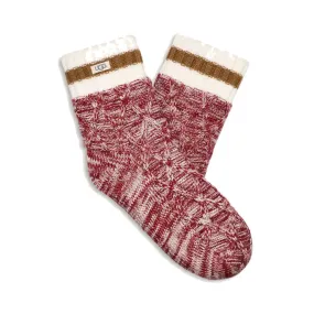 UGG DEEDEE FLEECE LINED QUARTER SLIPPER SOCKS RUBIOUS - WOMENS