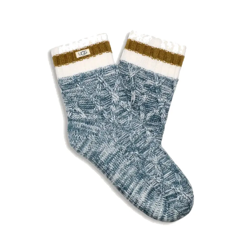 UGG DEEDEE FLEECE LINED QUARTER SLIPPER SOCKS SEA LEVEL - WOMENS