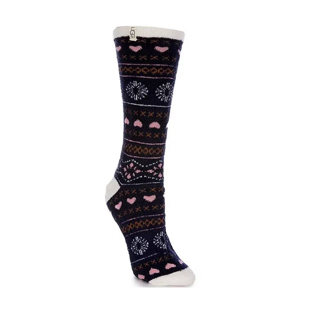 UGG LESLIE GRAPHIC CREW SOCKS MARINER - WOMENS