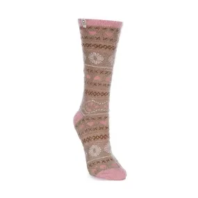 UGG LESLIE GRAPHIC CREW SOCKS PUTTY - WOMENS