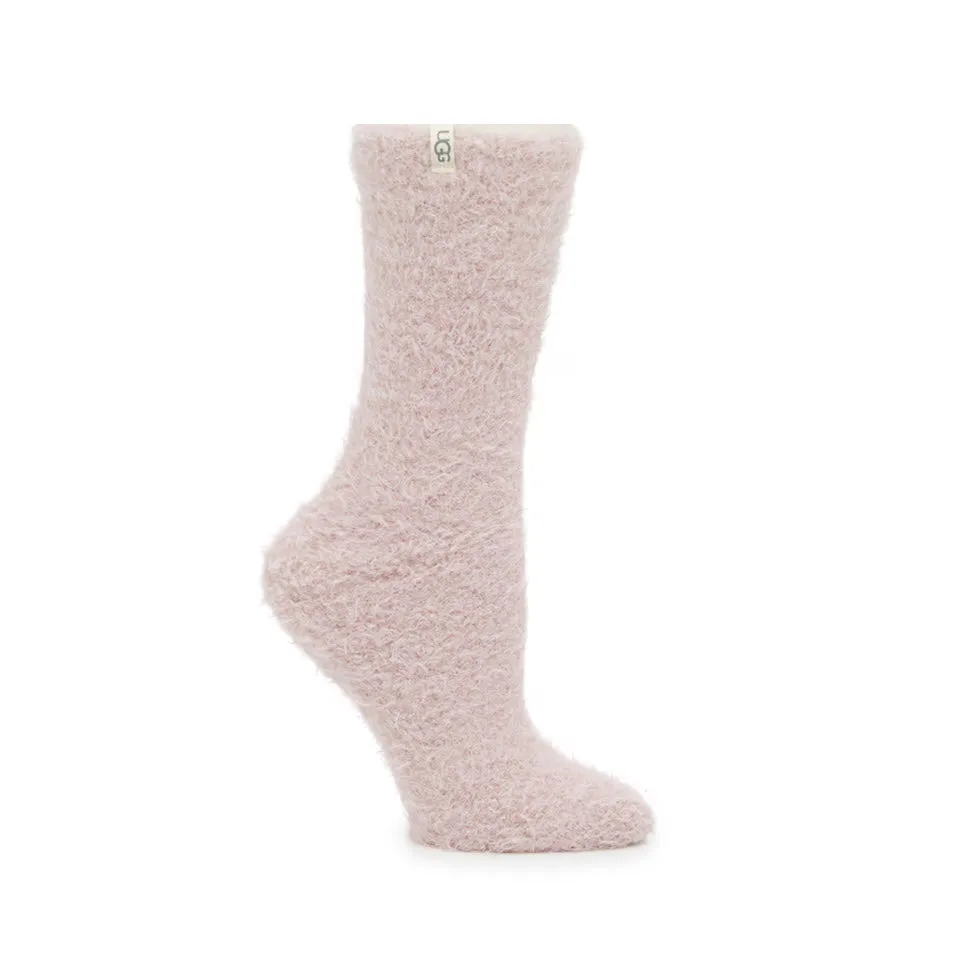 UGG TEDDIE COZY CREW SOCKS ASHEN ROSE - WOMENS