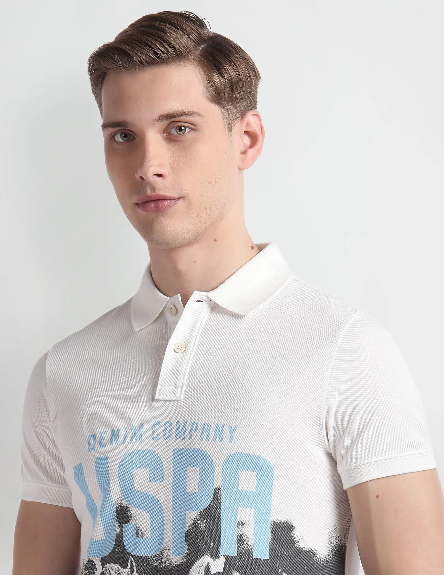 U.S. Polo Assn. Denim Co. Brand Print Muscle Fit Polo Shirt