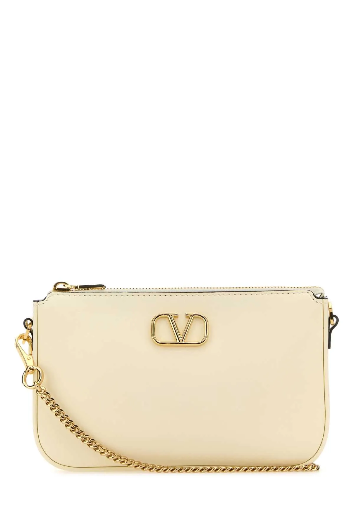 Valentino Garavani Ivory Leather V Logo Crossbody Bag