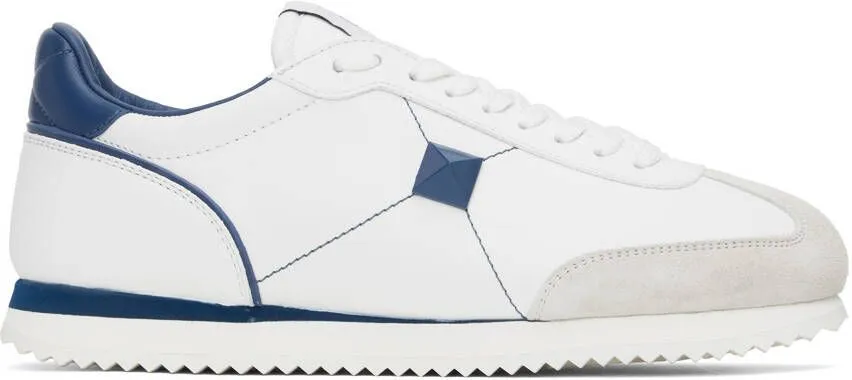 Valentino Garavani White & Blue Stud Around Sneakers