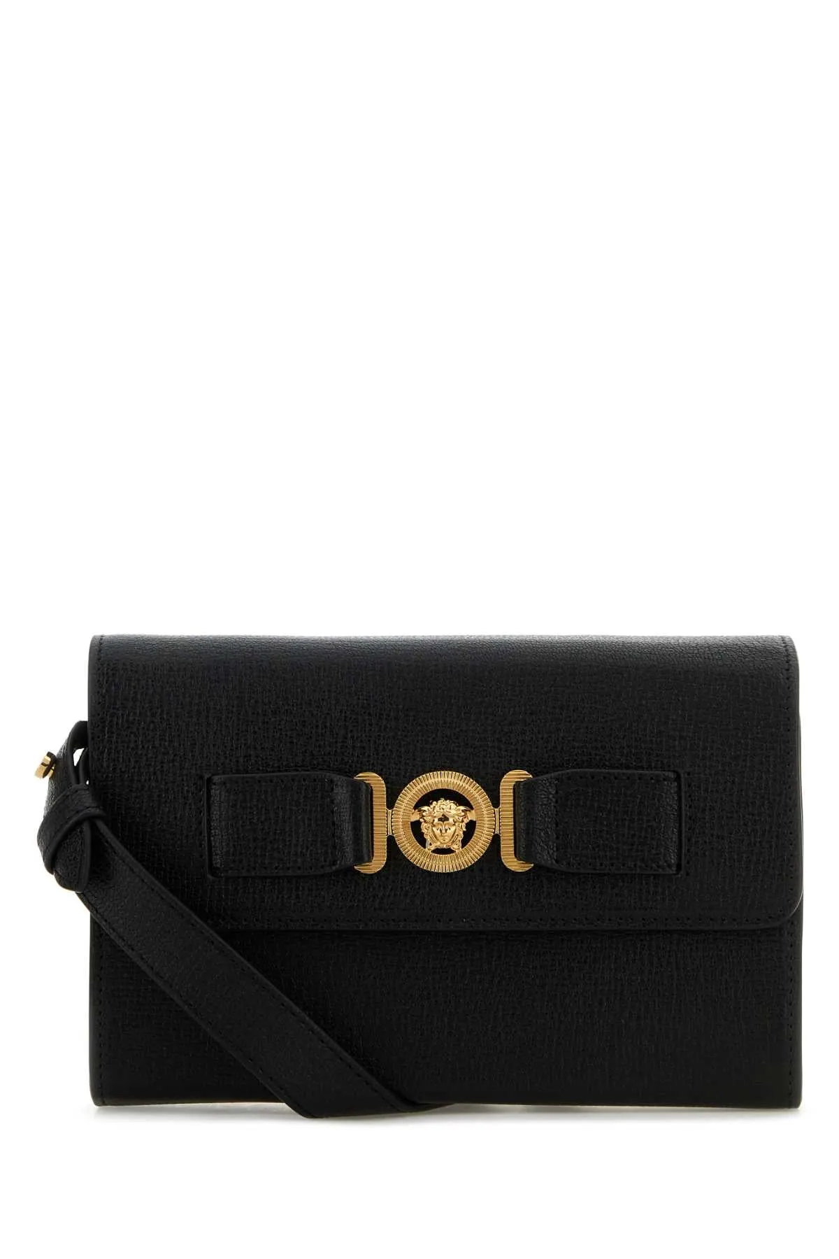 Versace Black Leather Medusa Biggie Crossbody Bag