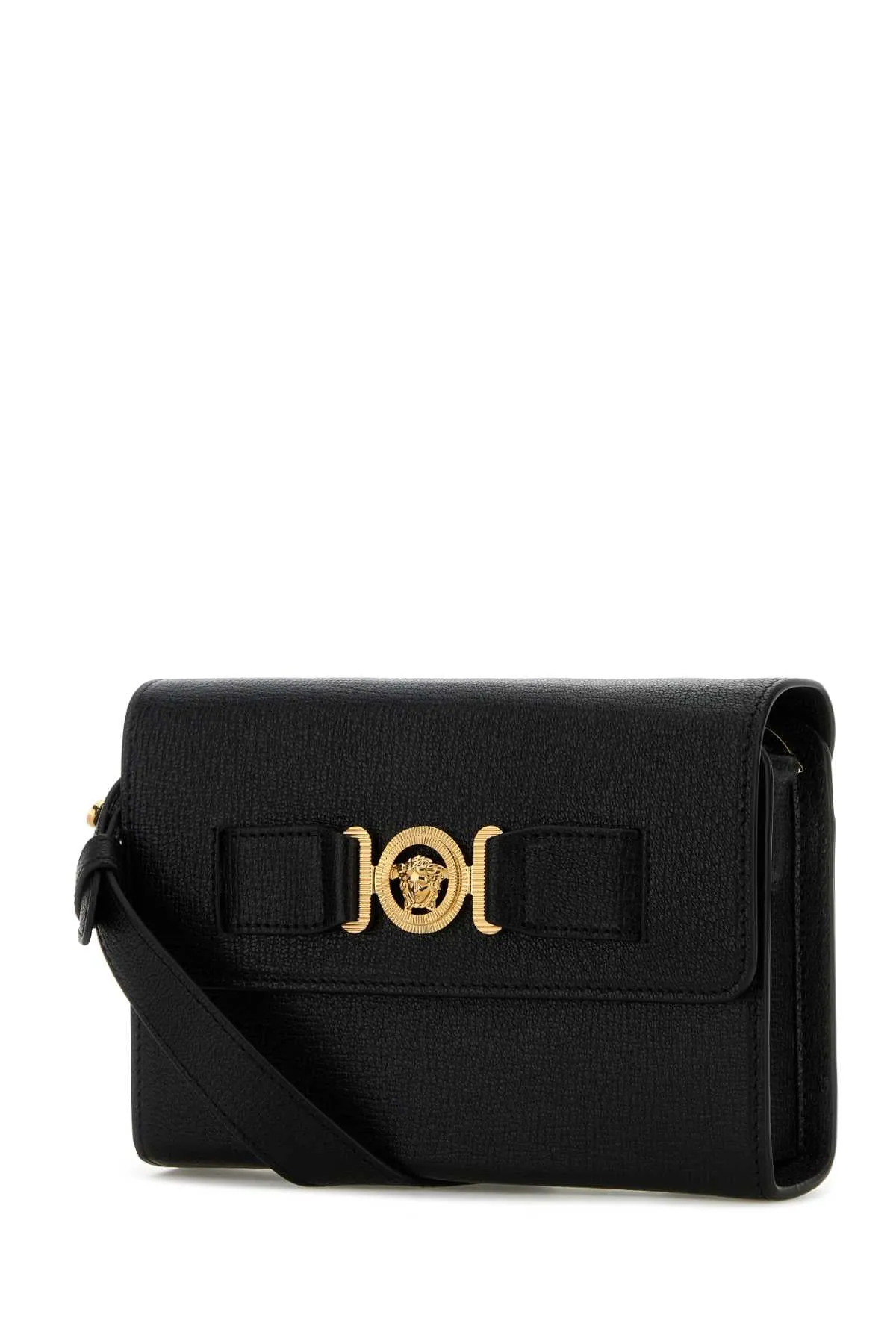 Versace Black Leather Medusa Biggie Crossbody Bag