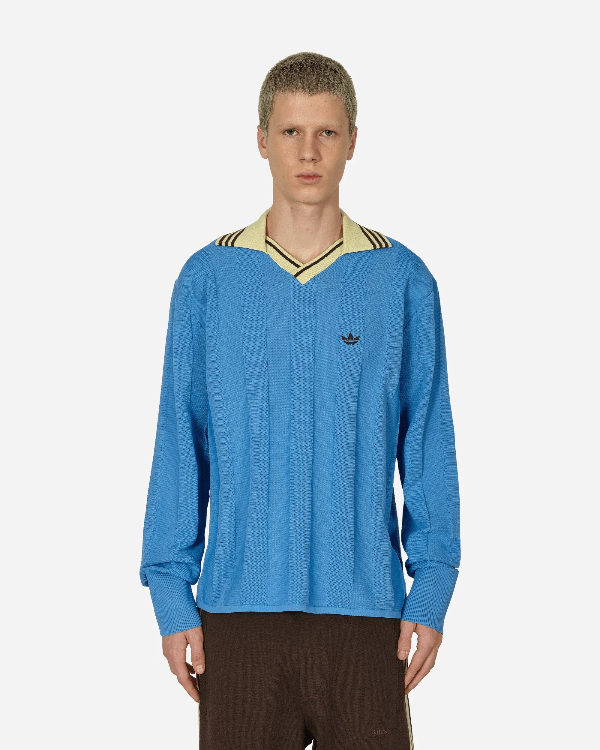 Wales Bonner Knit Longsleeve Football Top Lucky Blue