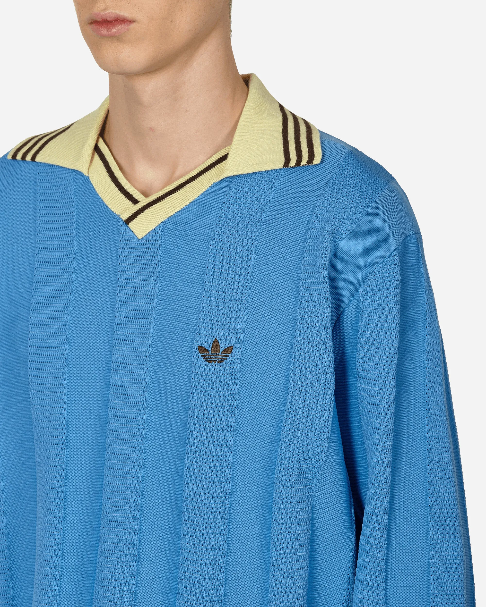 Wales Bonner Knit Longsleeve Football Top Lucky Blue