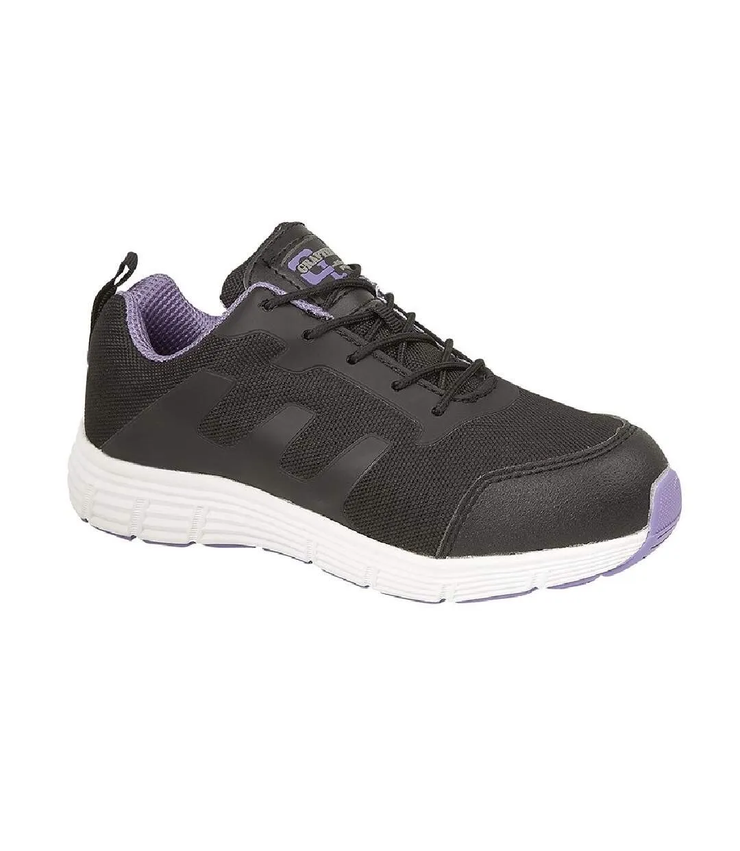 Womens/ladies toe capped safety trainers black/lilac Grafters