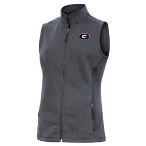 Women's Antigua  Heather Charcoal Georgia Bulldogs Course Full-Zip Vest