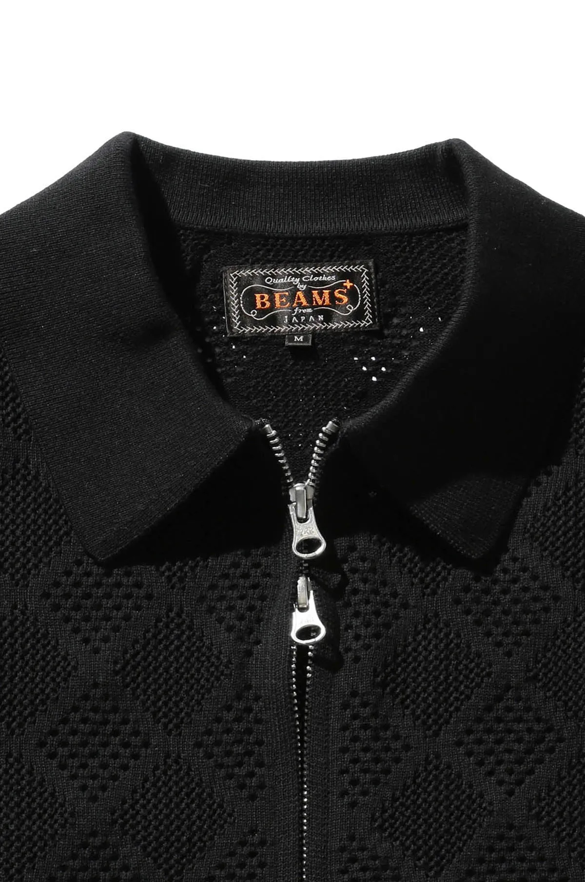 Zip Knit Polo Mesh Black