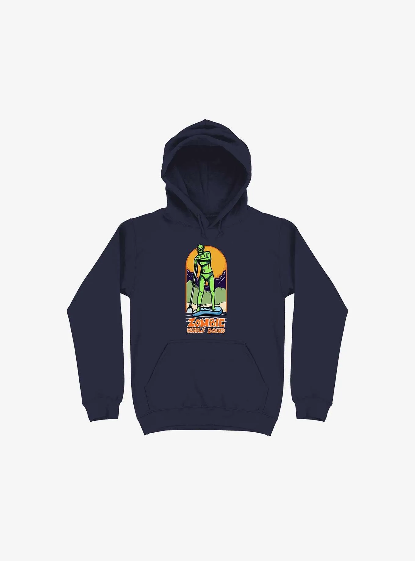 Zombie Paddle Board Navy Blue Hoodie